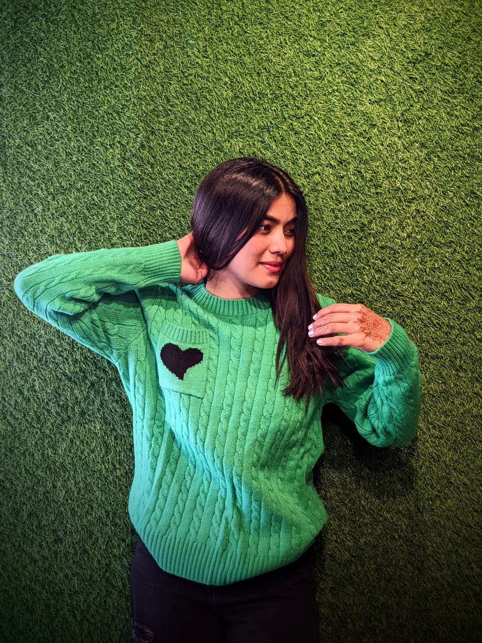 Pocket Pullover Women Sweaters Green (???)  | GKD-1068