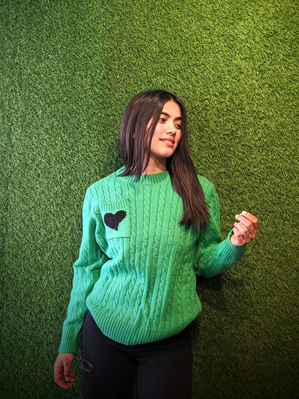 Pocket Pullover Women Sweaters Green (???)  | GKD-1068