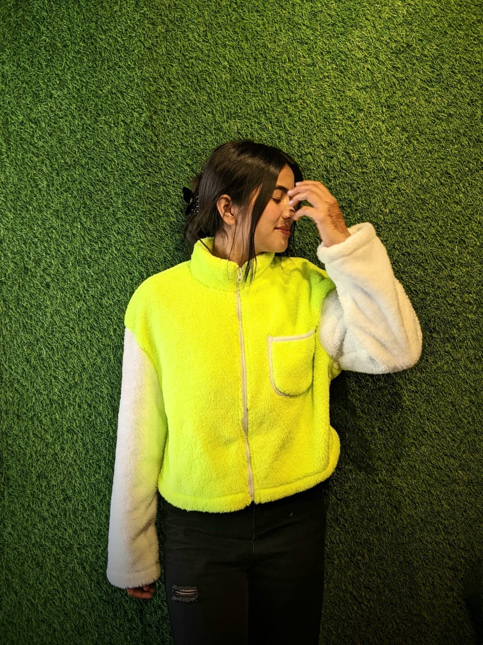 Crop Jacket Women Jacket Neon Regular Sleeves  | GKD-1056